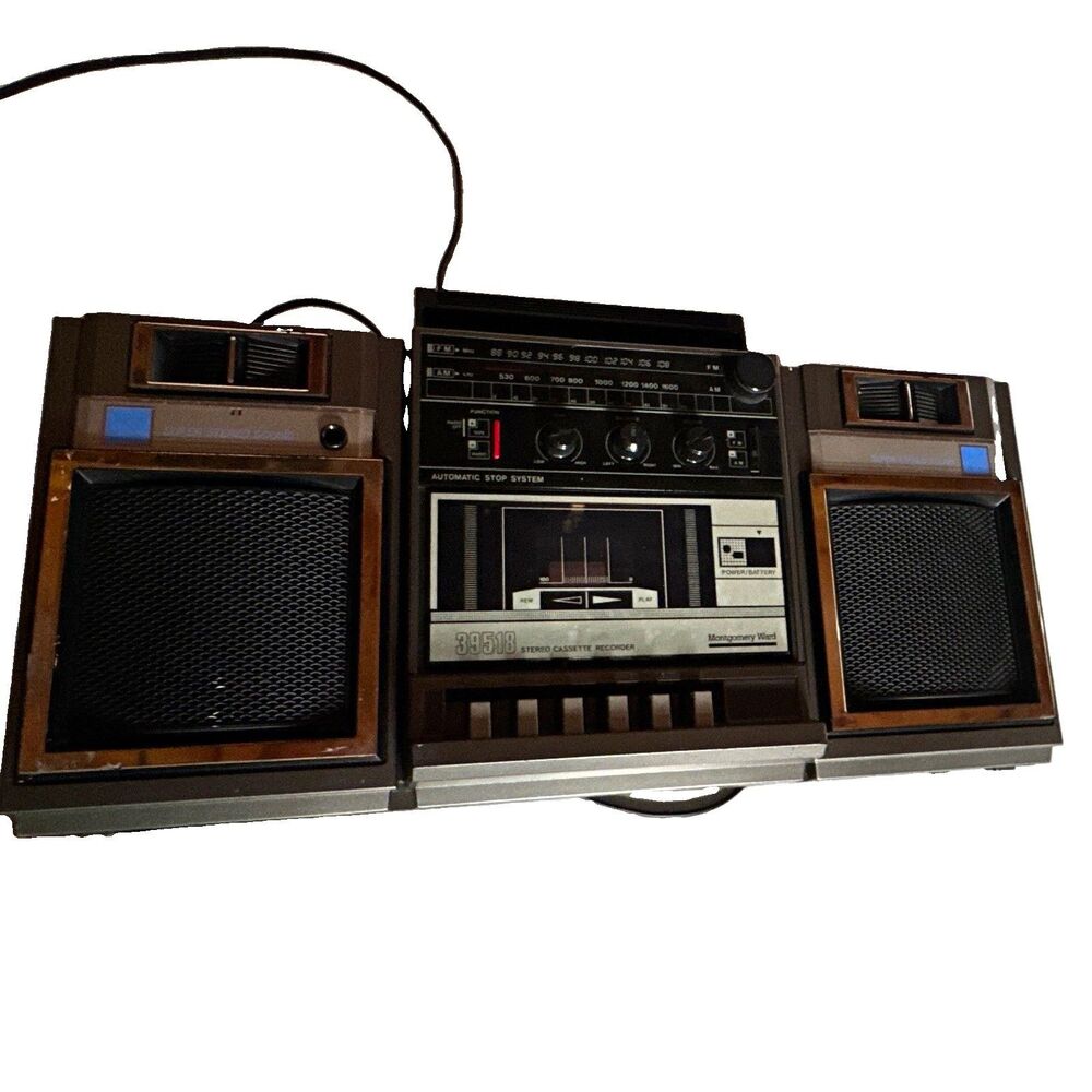 Vtg Montgomery Ward  Boombox JSA 39518 AM/FM Stereo Cassette w/ Headphone Jack